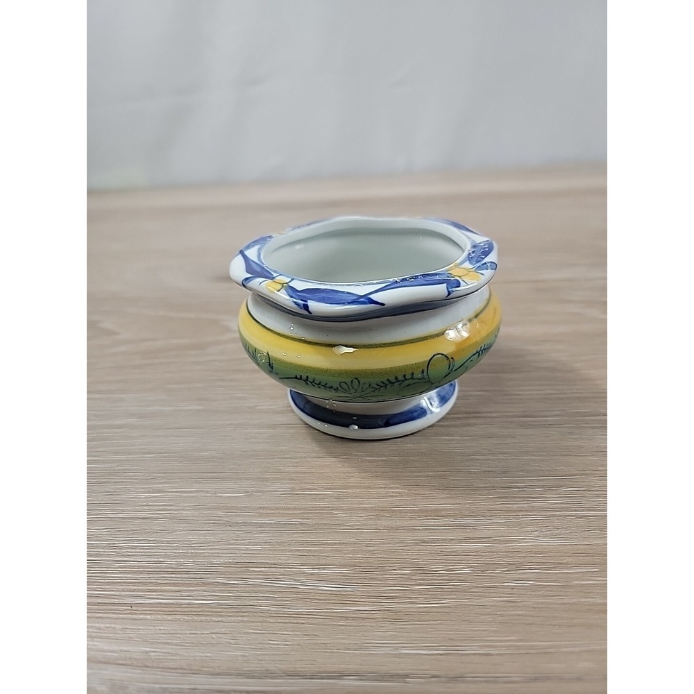 Ceramic Striped Small Planter Bowl Succulents Dish Blue Green Yellow AAA Imports